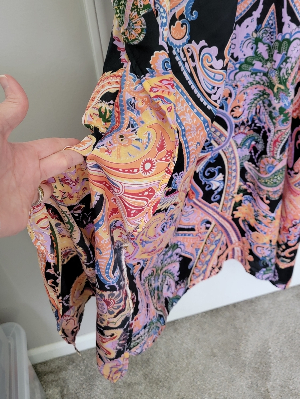 Gypsie Blu Black Pink Paisley Kaftan Mumu Kimono Boho Flowy One Size - Picture 6 of 10